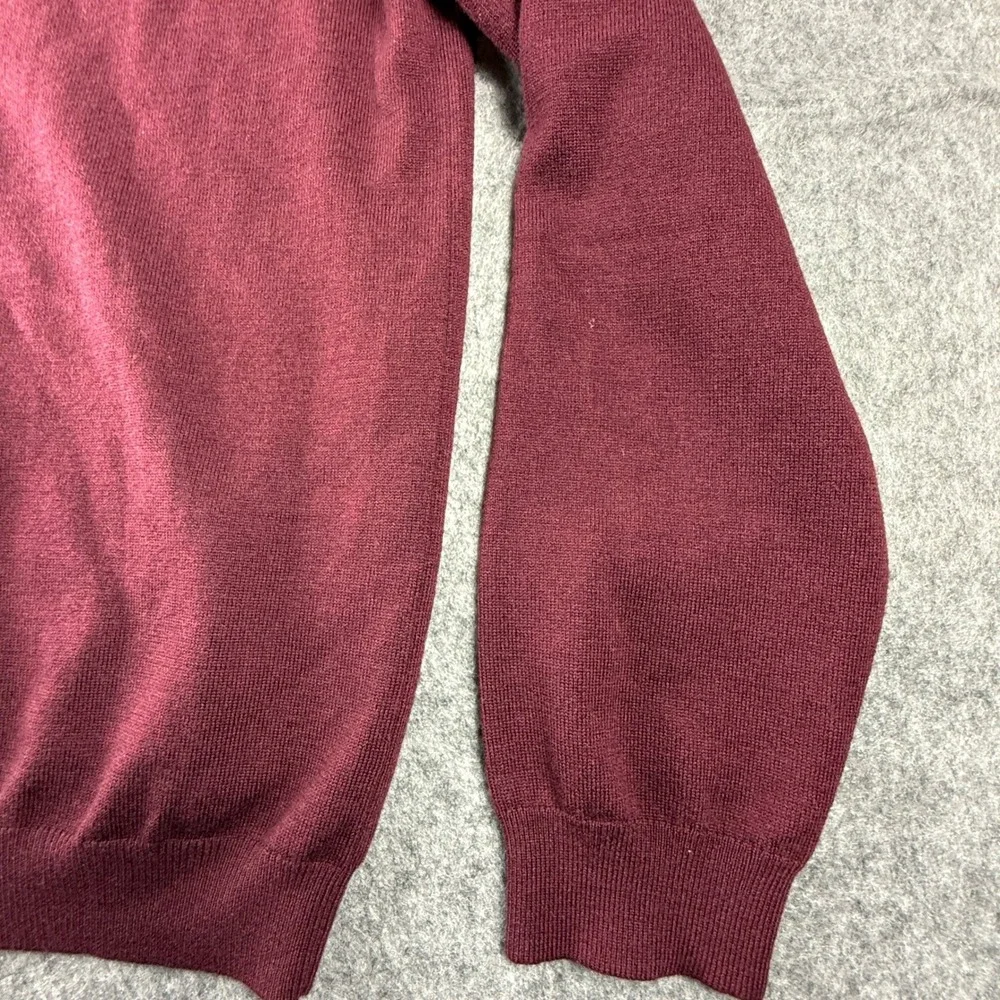 Brooks Brothers 346 Red‎ Extra Fine Merino Wool V Neck Sweater Mens XL burgundy